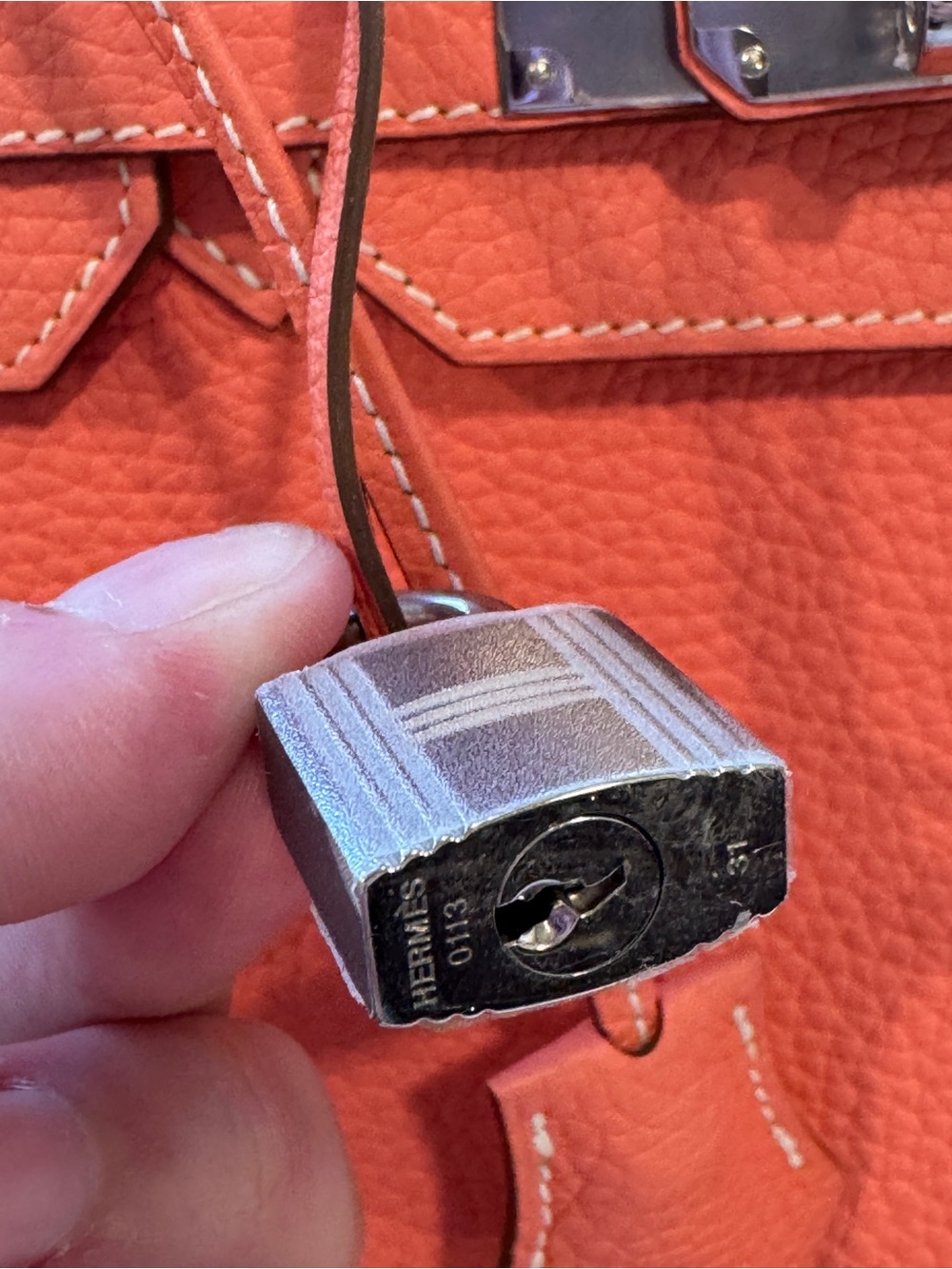 Hermes Coral Togo Leather Birkin 35 with Palladium Hardware - Picture 8 of 16